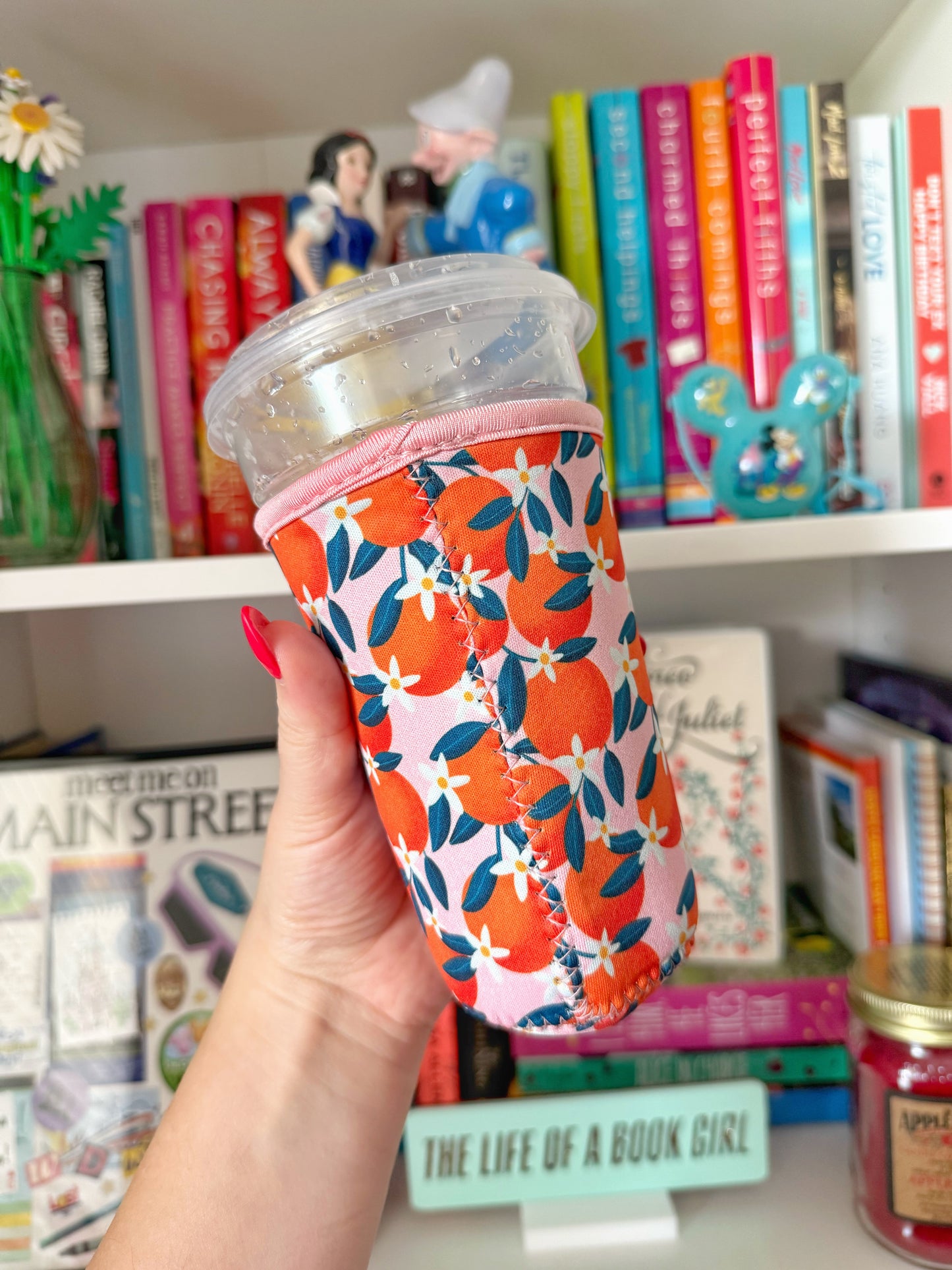 Orange Floral Cup Sleeve