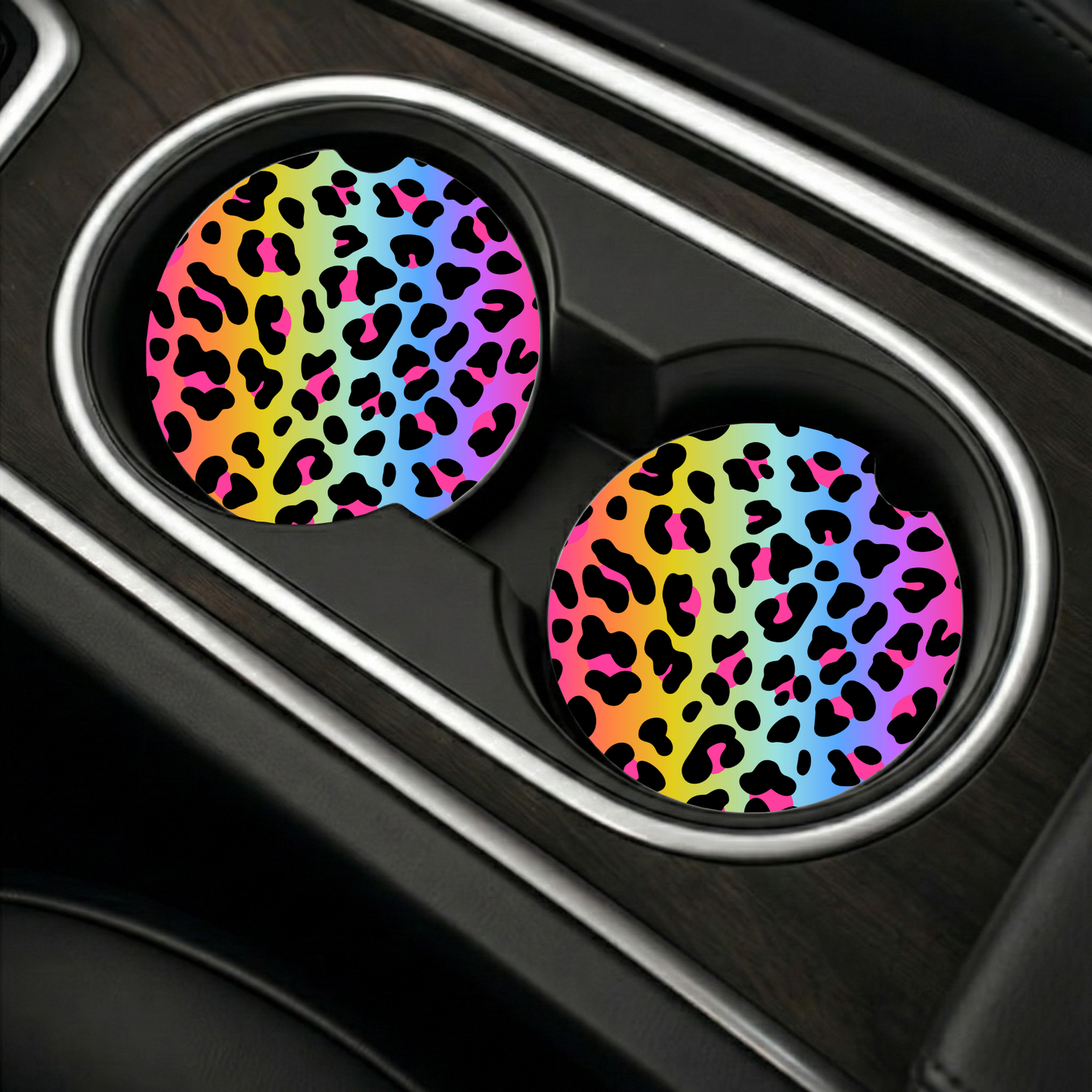 Rainbow Cheetah Car Coaster