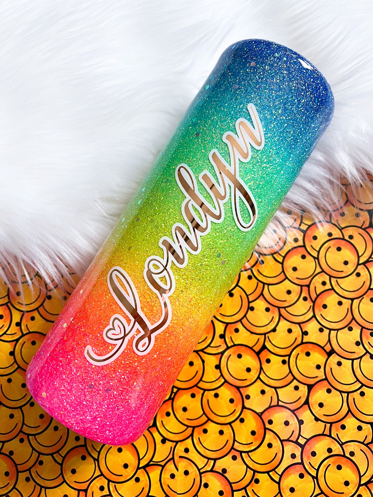 Rainbow Ombré Glitter Tumbler