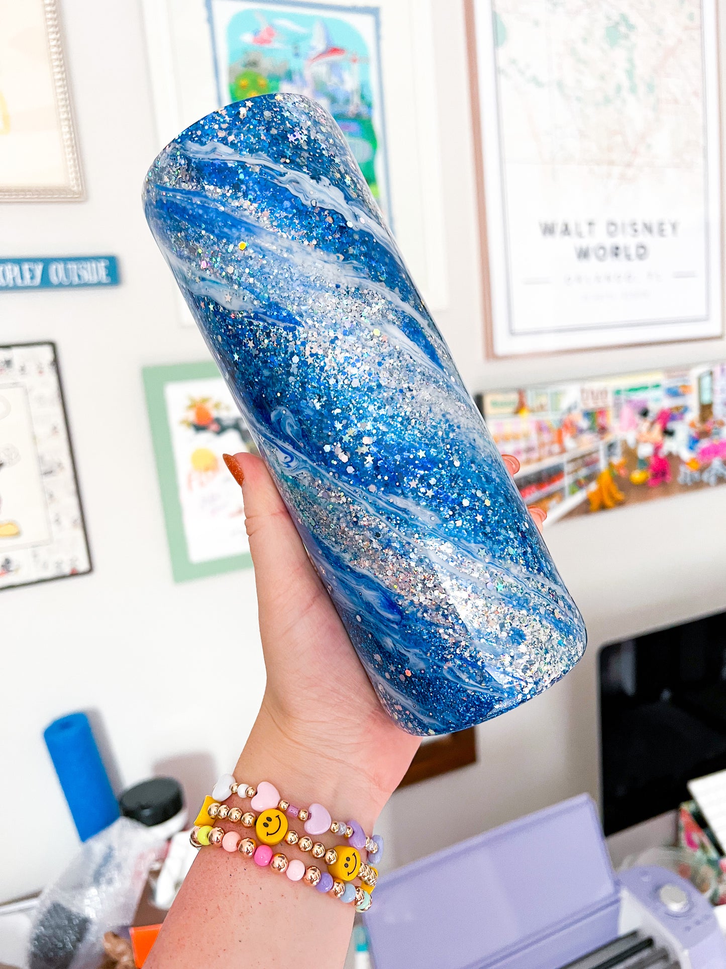 Blue Glitter Milky Way Tumbler