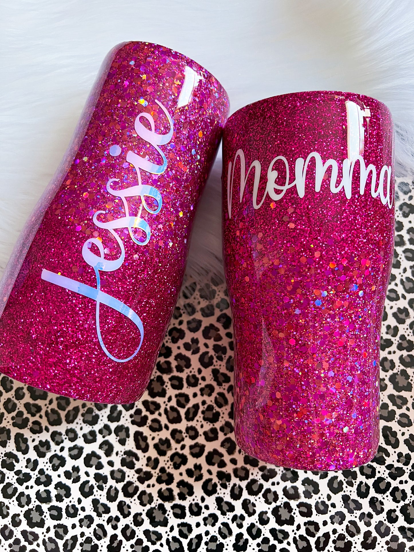 Magenta Ombré Glitter Tumbler