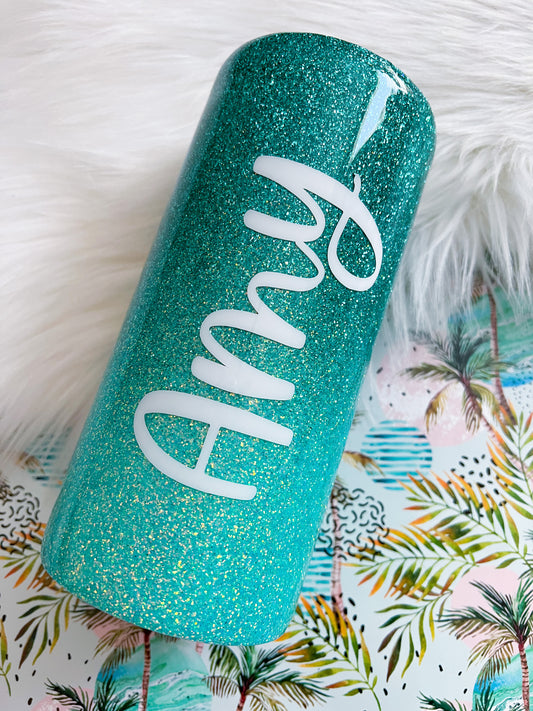 Turquoise & Teal Ombré Glitter Tumbler