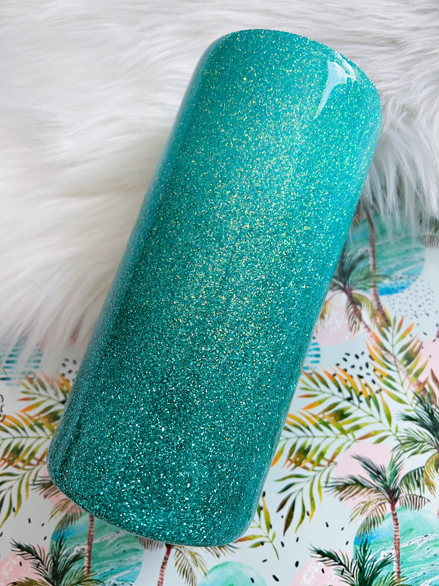 Turquoise & Teal Ombré Glitter Tumbler