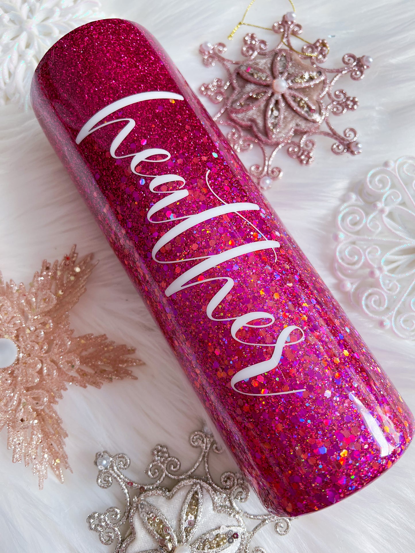 Magenta Ombré Glitter Tumbler