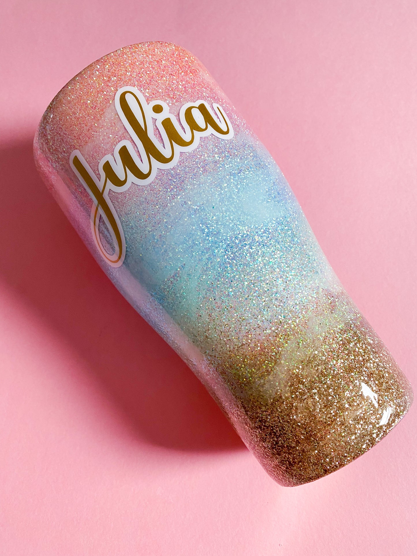 Pastel Beach Glitter Tumbler