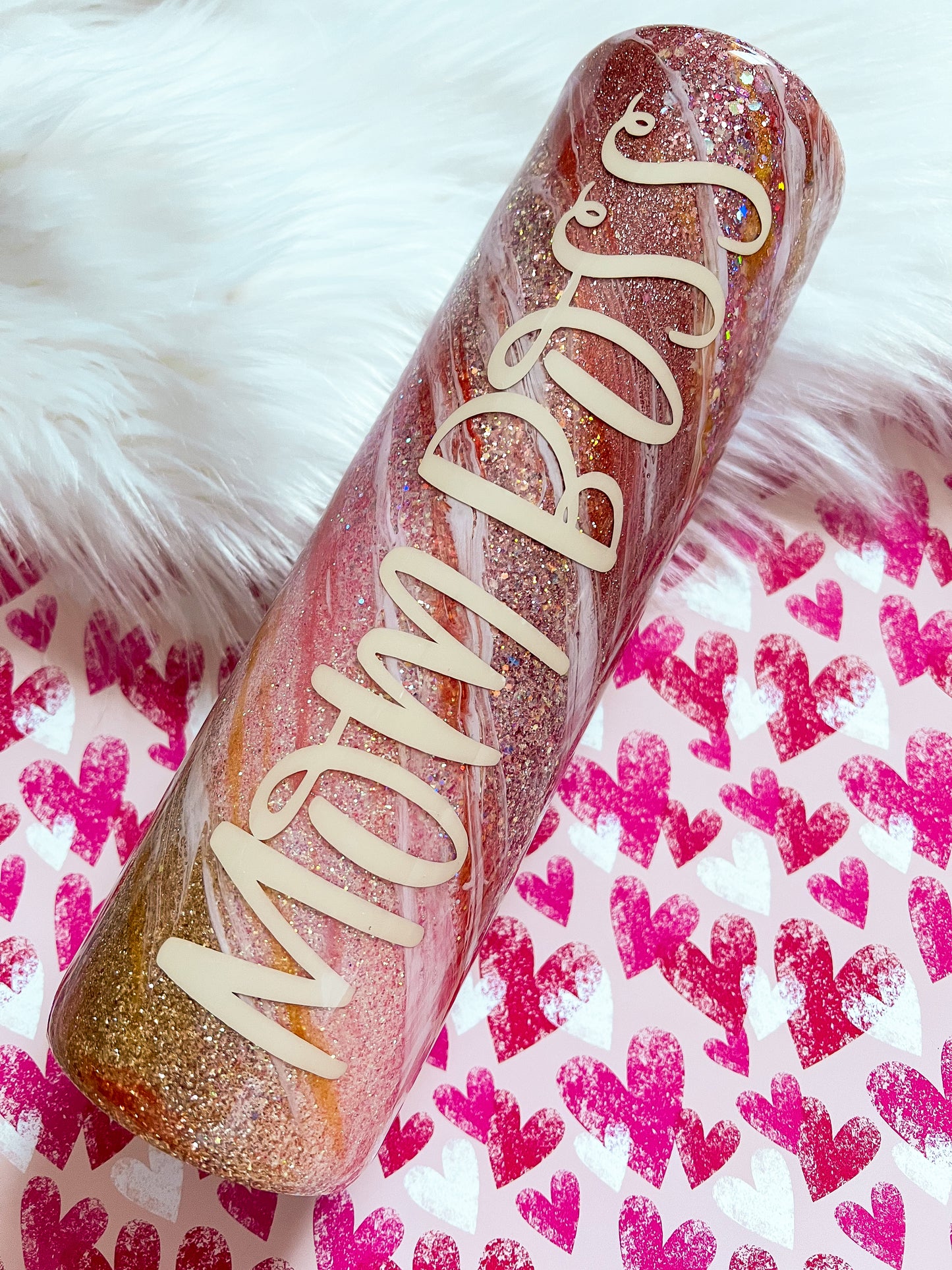 Rose Gold Glitter Milky Way Tumbler