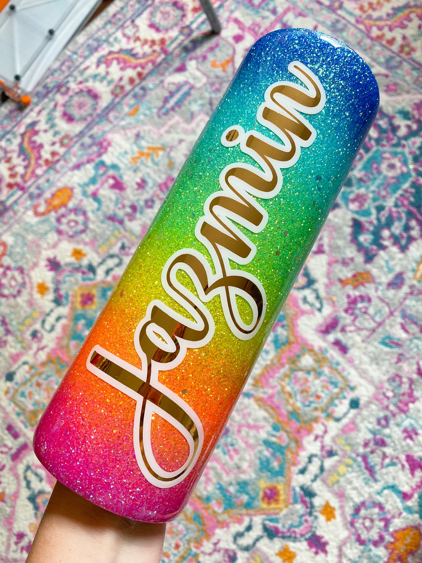 Rainbow Ombré Glitter Tumbler