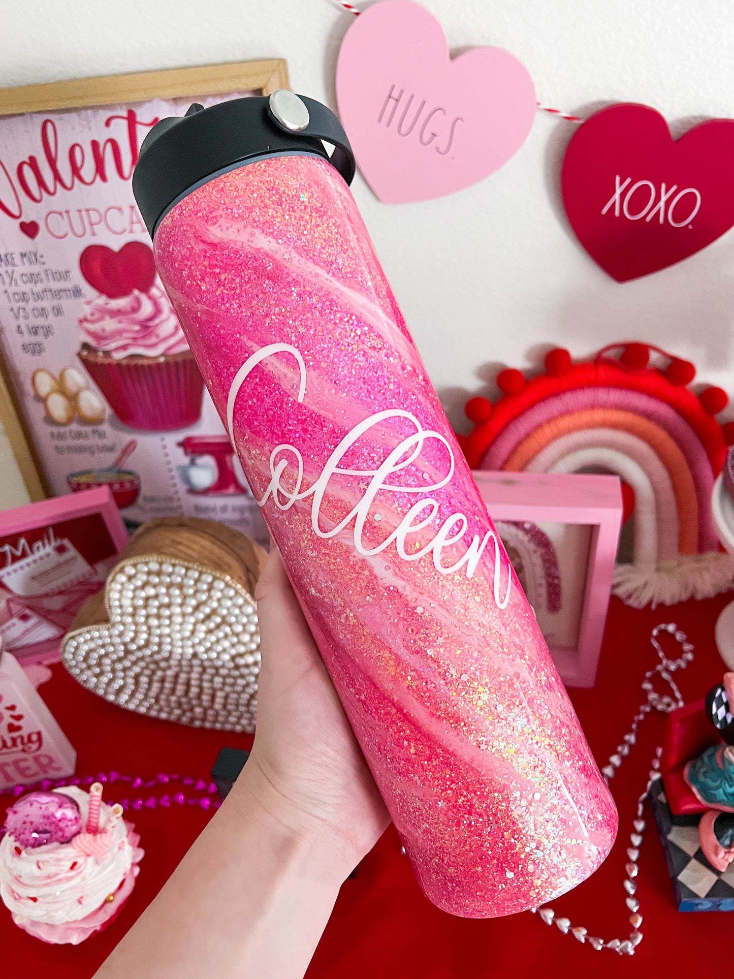 Neon Pink Glitter Milky Way Tumbler