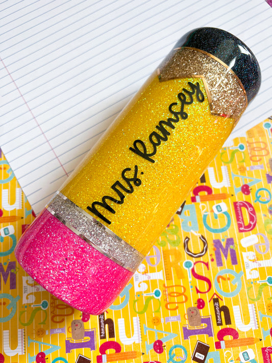 Pencil Glitter Tumbler