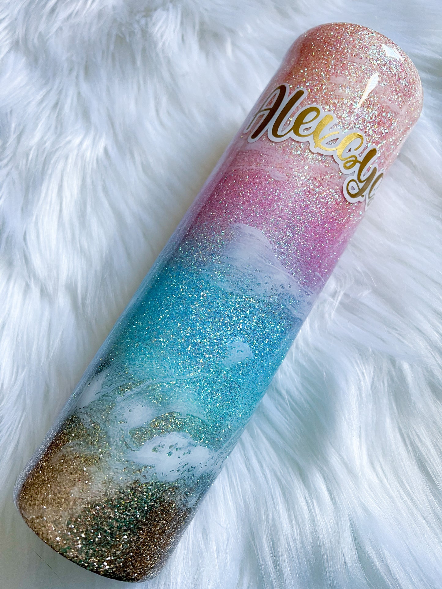 Pastel Beach Glitter Tumbler