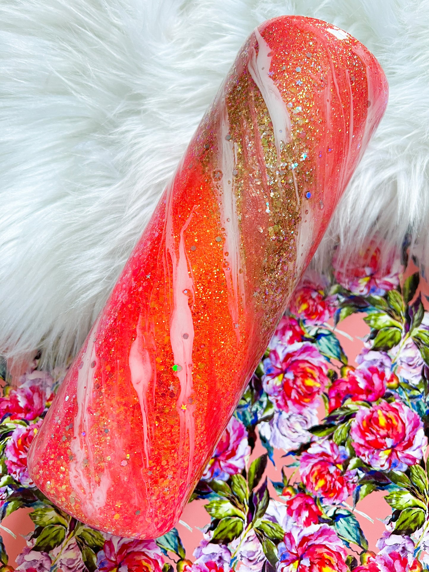 Coral Glitter Milky Way Tumbler