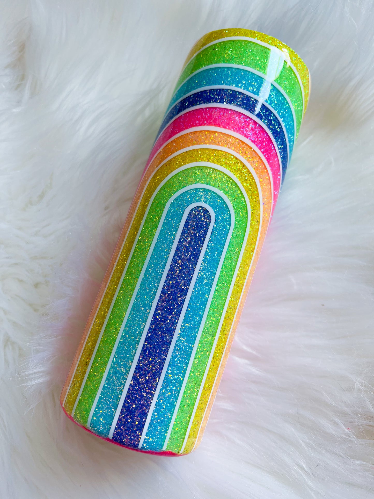 Pastel Rainbow Glitter Tumbler