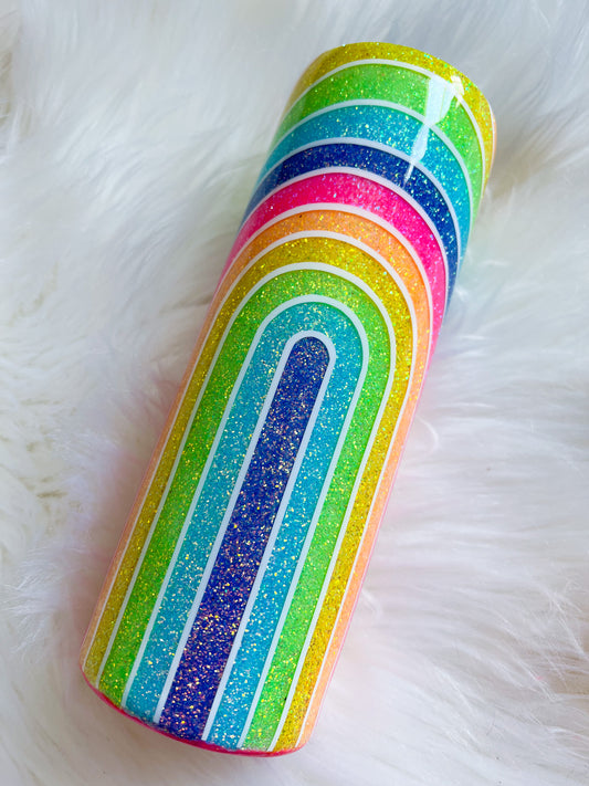Pastel Rainbow Glitter Tumbler
