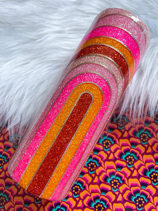 Retro Rainbow Glitter Tumbler