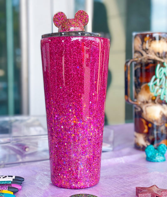 Magenta Ombré Glitter Tumbler