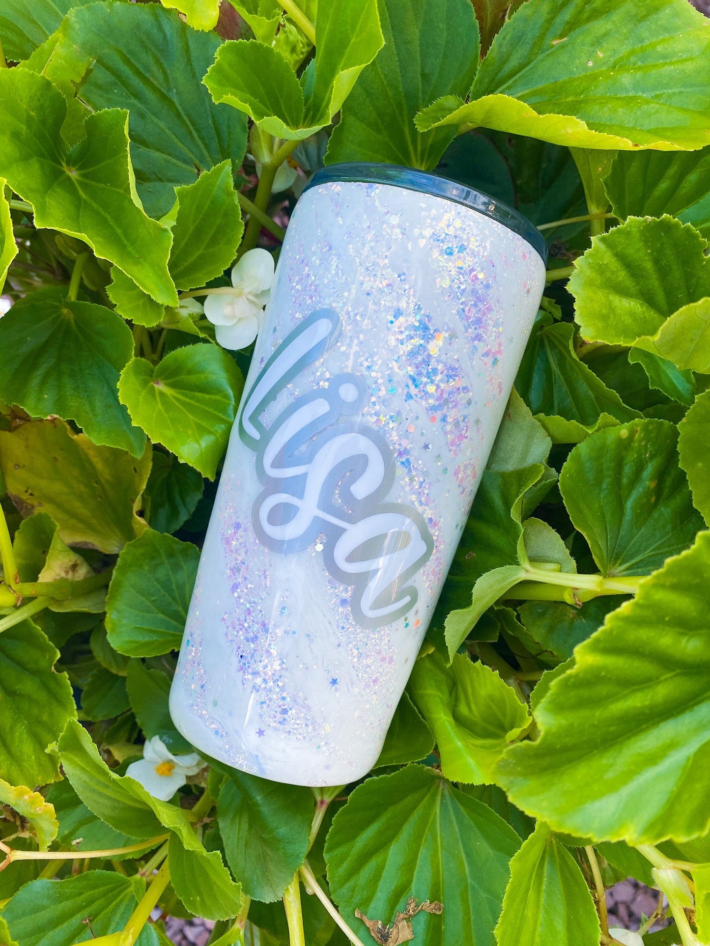 White & Opal Glitter Milky Way Tumbler