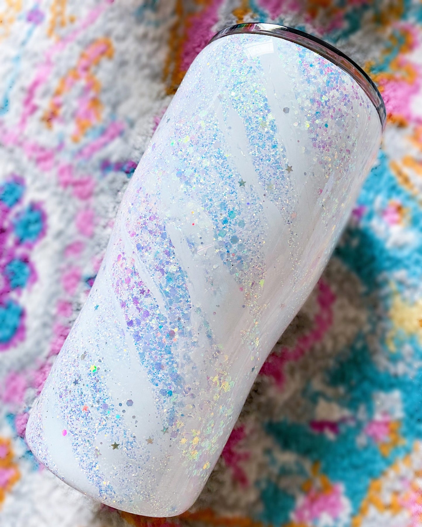 White & Opal Glitter Milky Way Tumbler