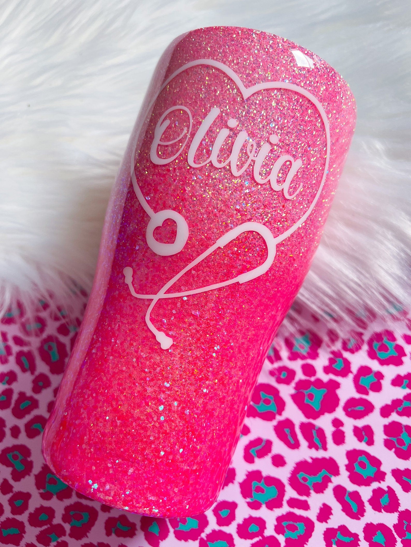 Pink Ombré 2024 Glitter Tumbler