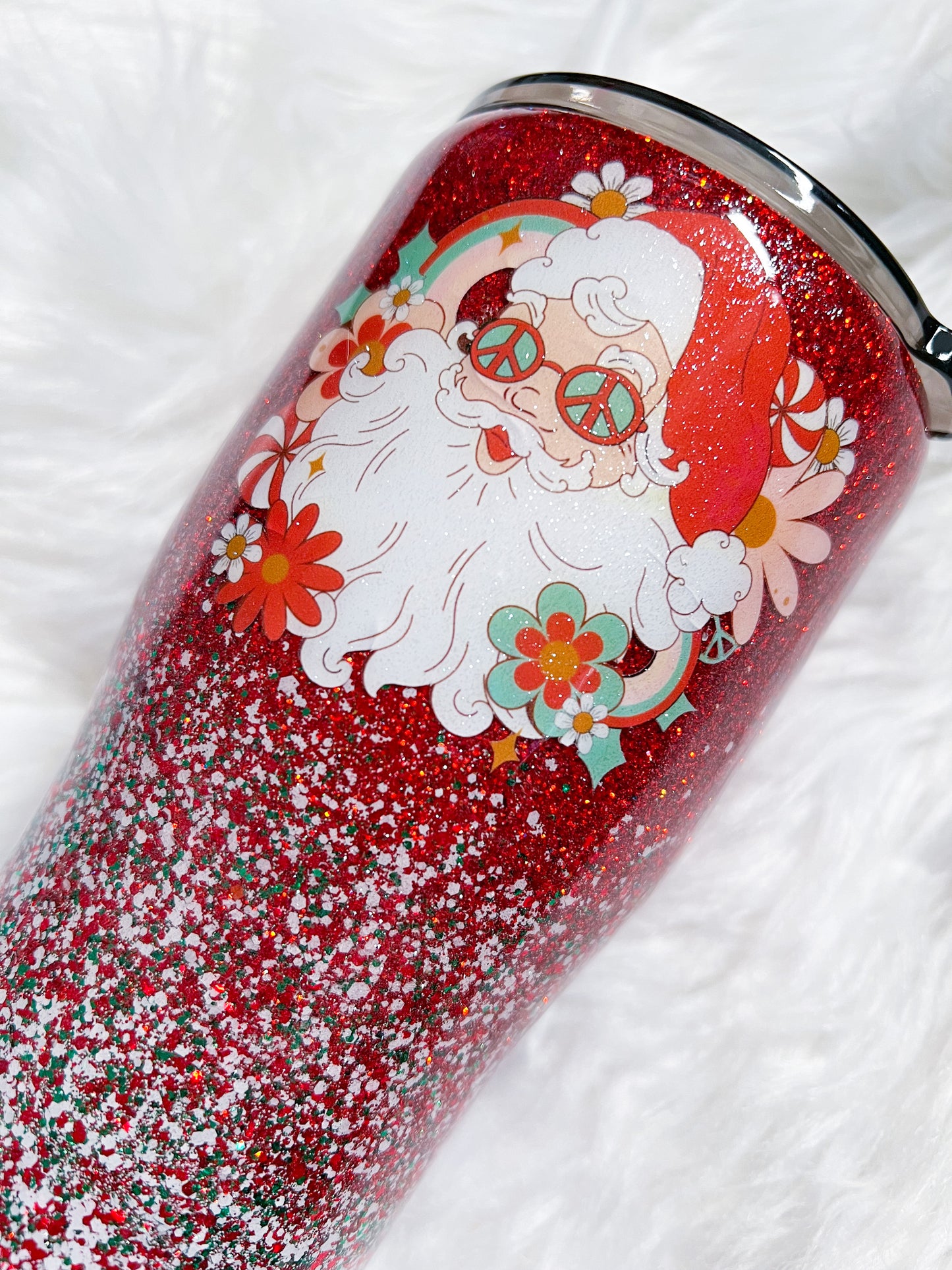 Retro Santa Glitter Tumbler