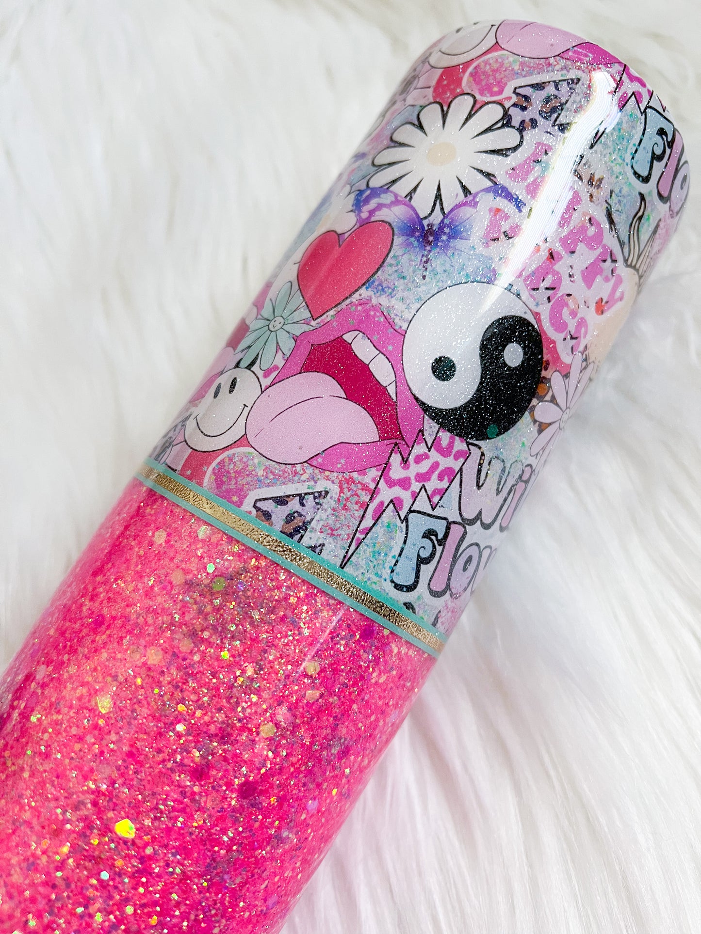 Flower Power Glitter Tumbler