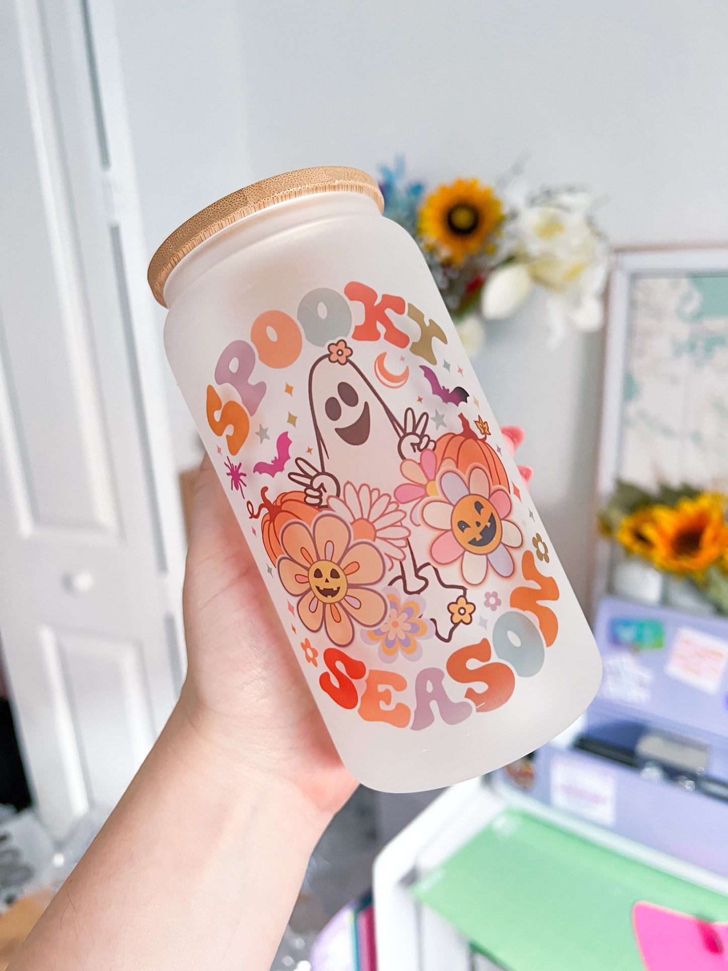 Spooky Season Glass Can