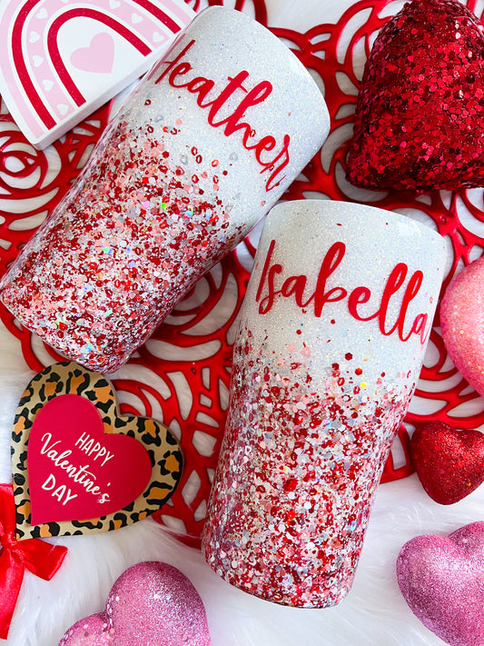 Hugs & Kisses Ombré Glitter Tumbler
