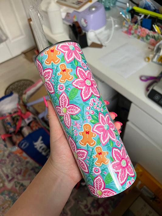 Floral Christmas Tumbler