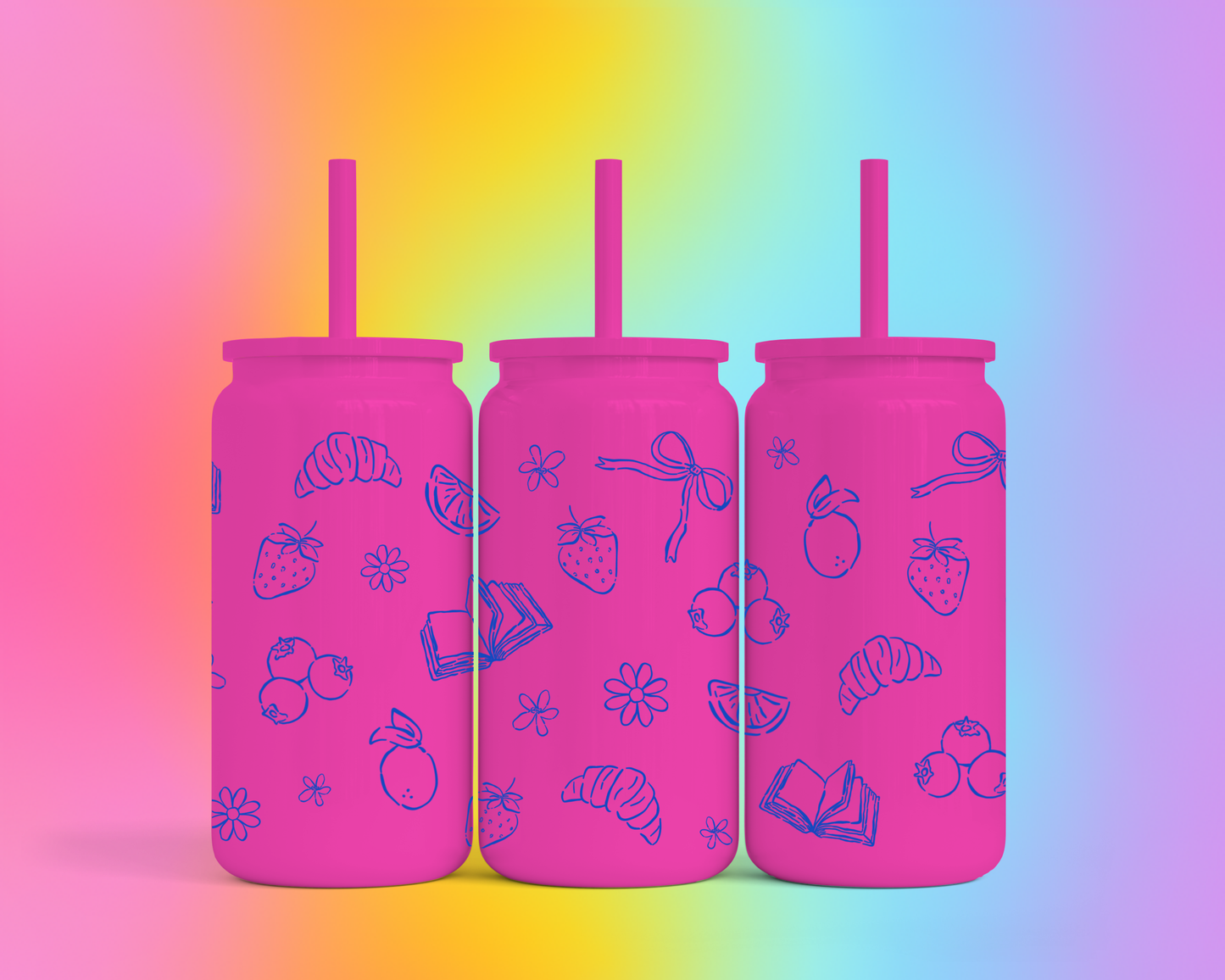 Hot Pink Picnic Metal Can