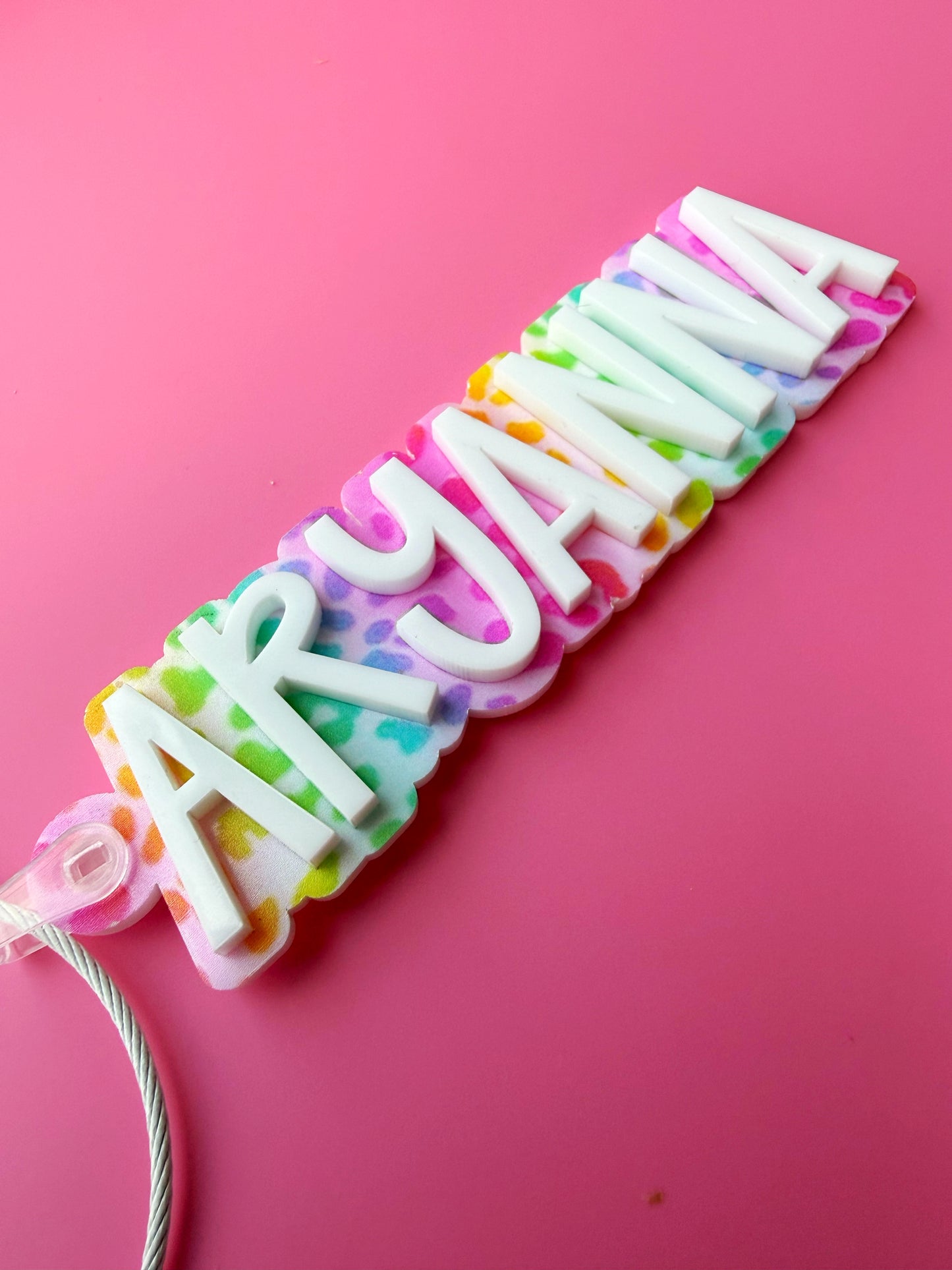 Custom Name Rainbow Cheetah Keychain