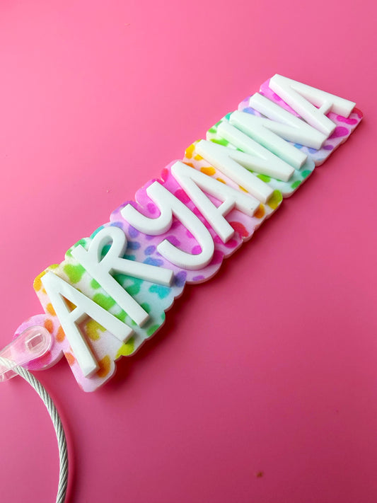 Custom Name Rainbow Cheetah Keychain