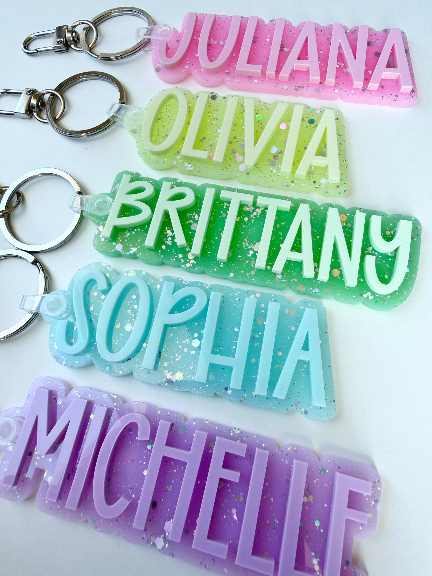 Custom Name Glitter Keychain