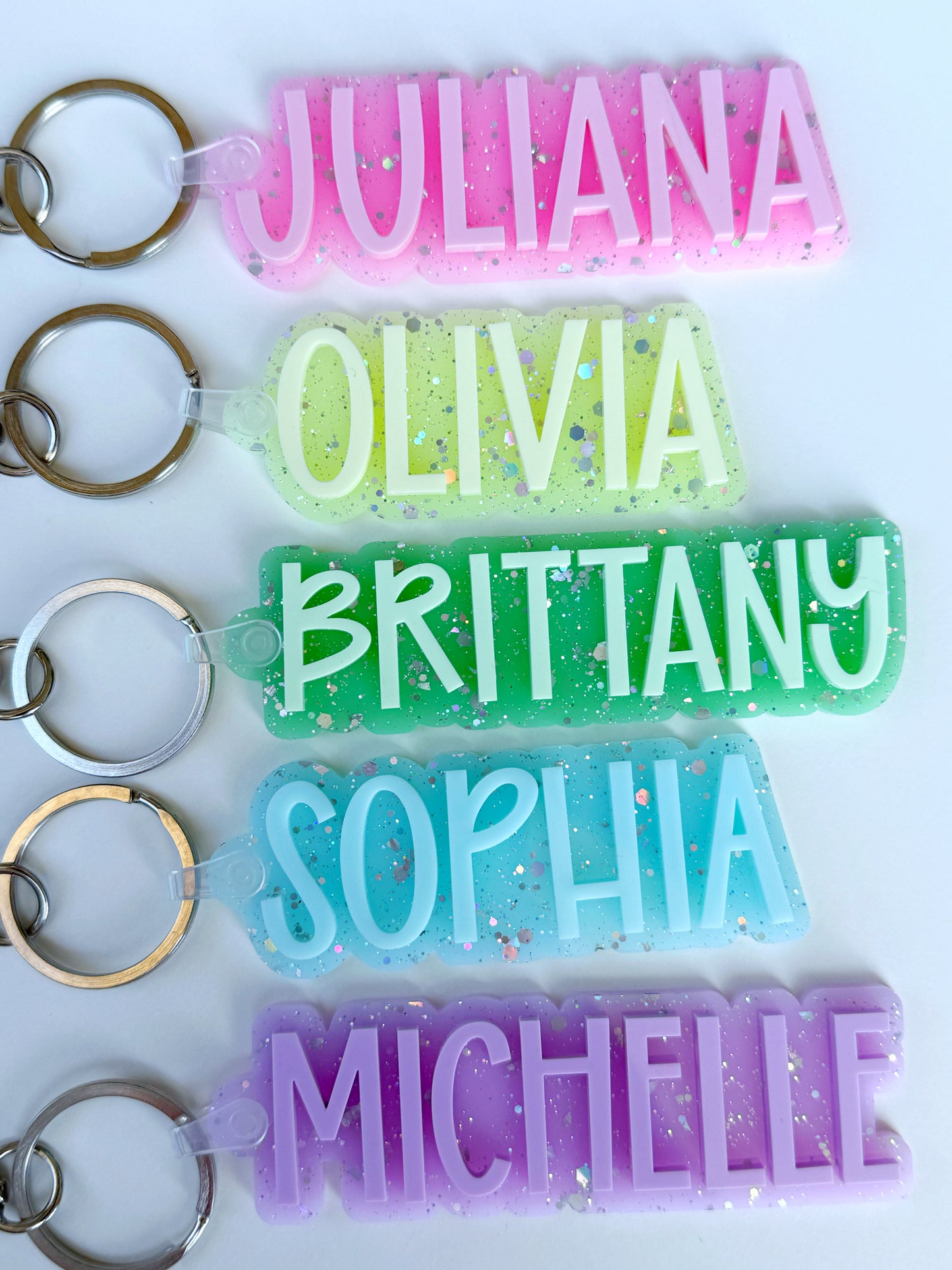 Custom Name Glitter Keychain