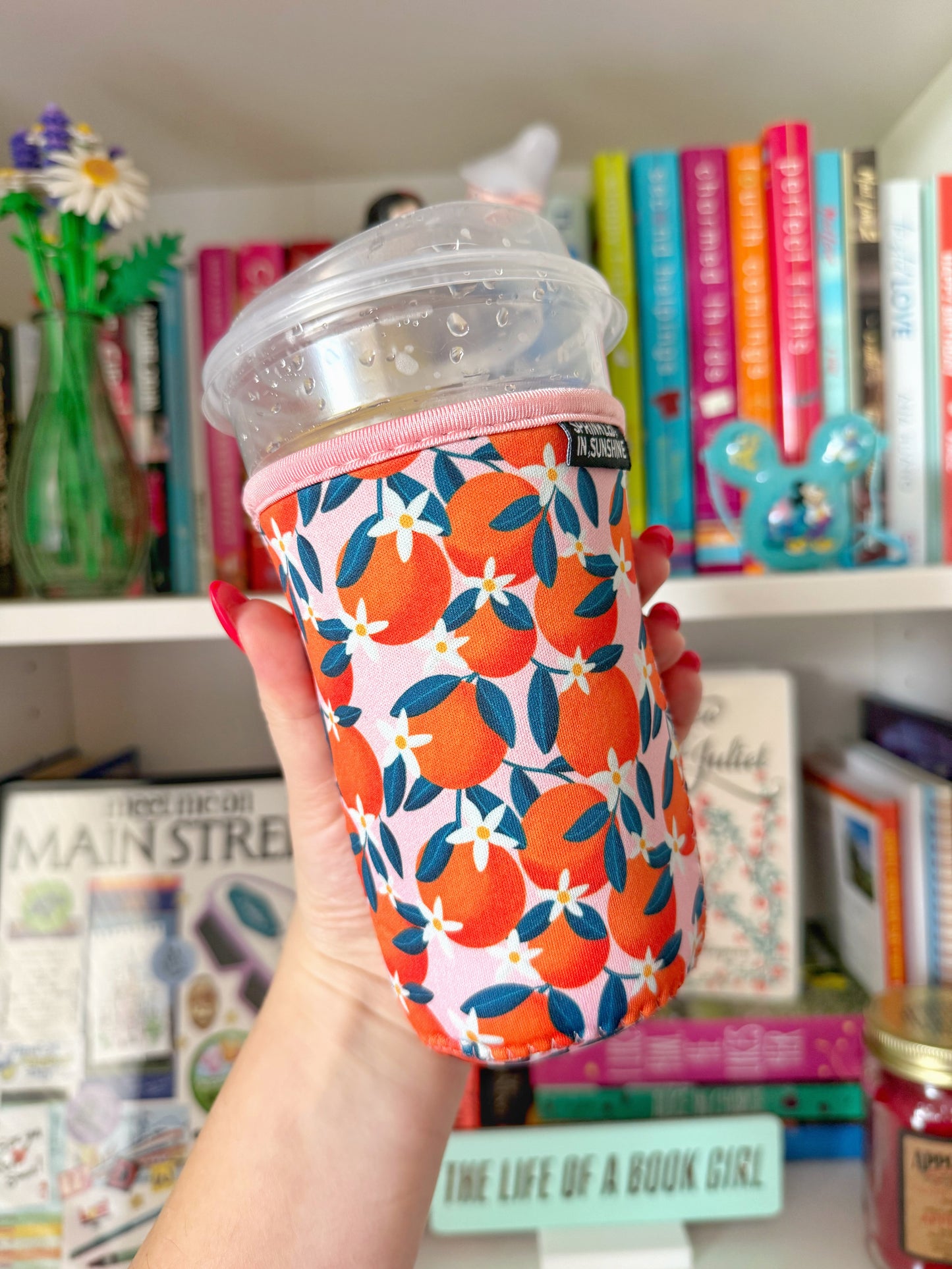 Orange Floral Cup Sleeve