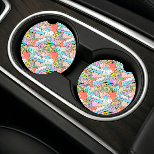Pastel Teacher Car Coaster