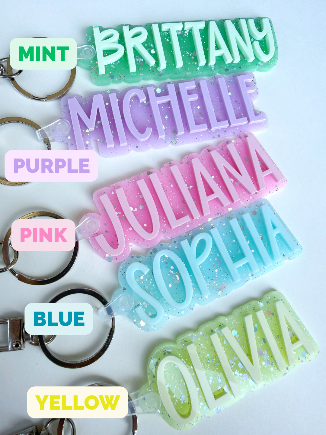 Custom Name Glitter Keychain