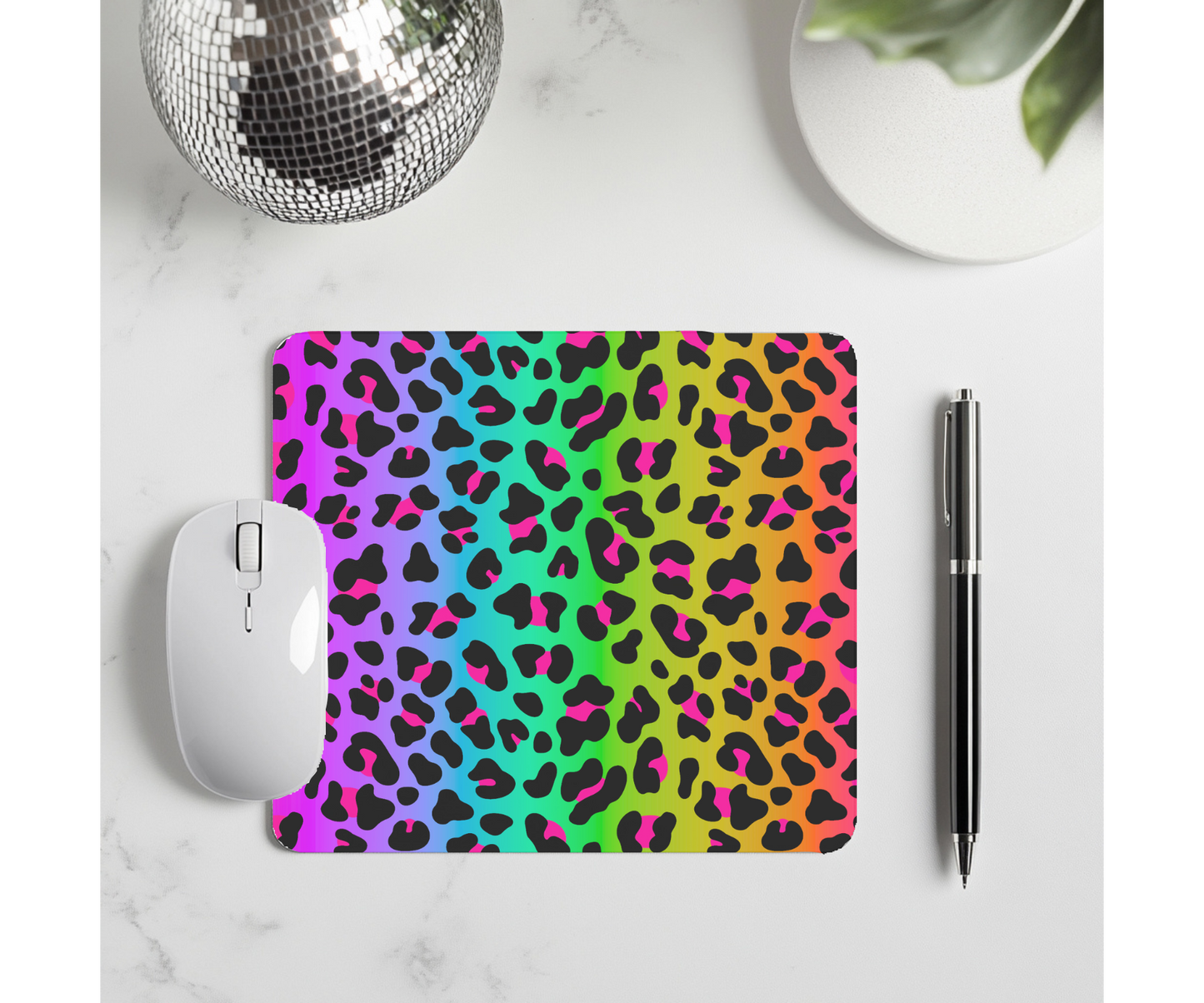 Rainbow Cheetah Mouse Pad