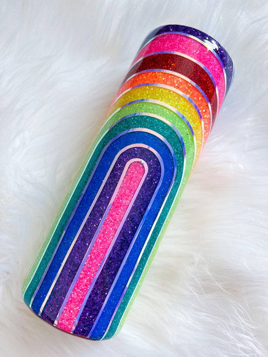 Rainbow Glitter Tumbler