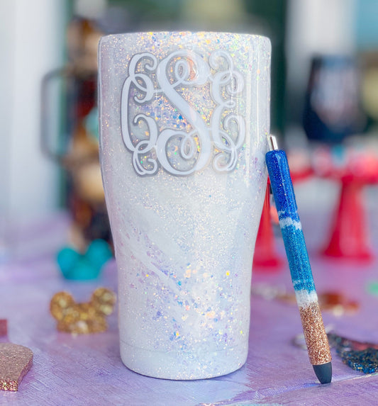 White & Opal Glitter Milky Way Tumbler