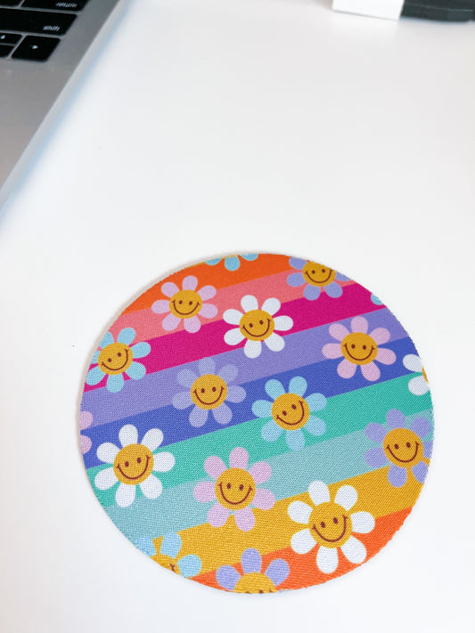 Retro Rainbow Smiley Coaster