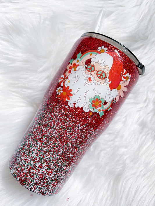 Retro Santa Glitter Tumbler