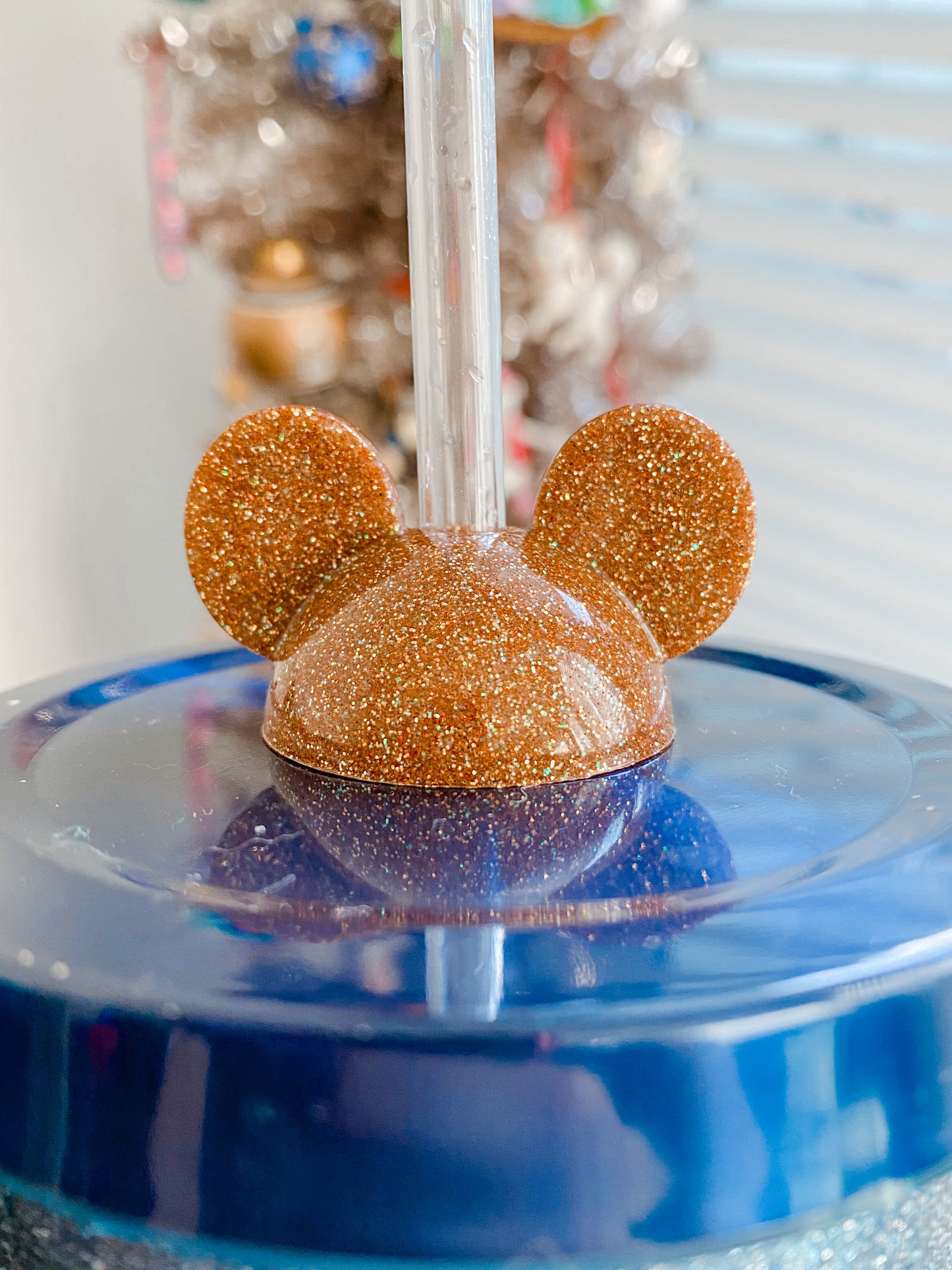 Glitter Mouse Head Straw Topper