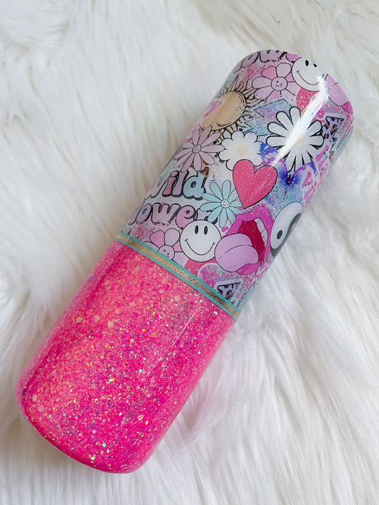 Flower Power Glitter Tumbler